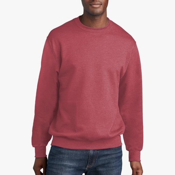 Port and Company Other - Port & Co Heather Red Fleece Crewneck Long Sleeve Sweatshirt, Women's S Men's XS